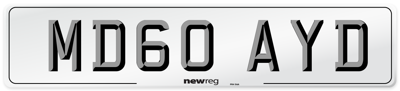 MD60 AYD Number Plate from New Reg